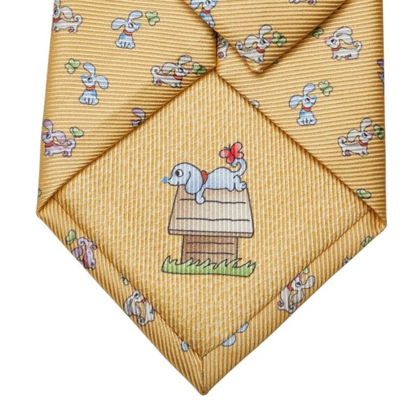 BVLGARI Dog Tie in Yellow and Multicolor Silk for Men